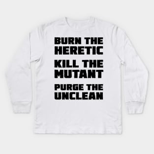 Burn the Heretic (dark text) Kids Long Sleeve T-Shirt